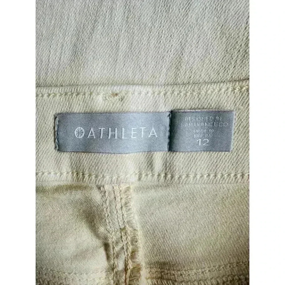 Athleta Sculptek Beige High Rise Jeans Women's 12 Straight Leg Ankle Stretch - Picture 3 of 5